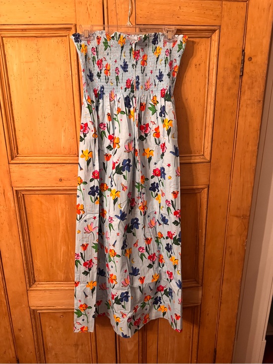 Hill House Dresses & Skirts - Hill House Light Blue Floral Smocked Strapless Dress - Galaxy Flowers -